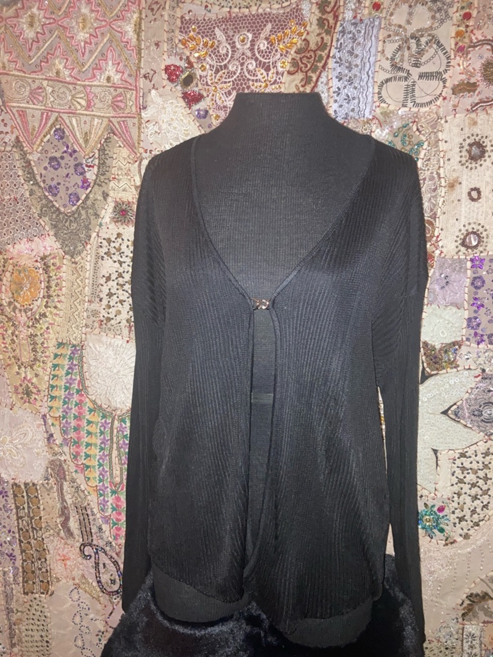 Black Women's Lightweight V-Neck Cardigan